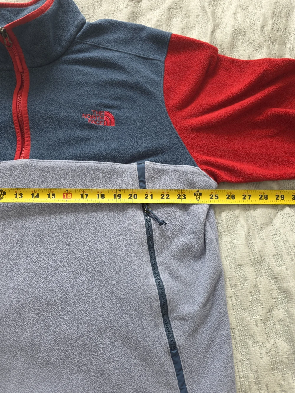 The North Face Vintage Men's XXL Fleece Blue Red Gray Full Zip Pit Zips...